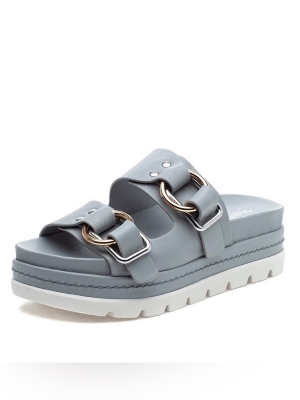 NWT J/SLIDES BAHA Light Grey Leather Sandal - Picture 2 of 14